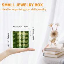 LETURE 4-Layers Rotatable Jewelry Organizer Storage Box, Jewelry Holder Ring Earring Bracelets Makeup Hair Accessories - Trong và Xanh - Xem 5