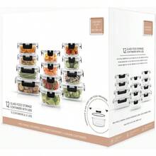 24 Piece Glass Storage Container Set Freezer Safe Food Containers With Leakproof Lid Meal Prep Jars - Black - View 8