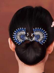 1 件新款中式孔雀发髻制作器，水钻孔雀发饰，独特设计，温柔、优雅、大气、优雅发饰，适合日常、度假、节日、派对、舞会，送给女朋友、朋友的完美礼物，发髻延长、发髻发片、发型夹、发夹、发夹、狂欢配饰