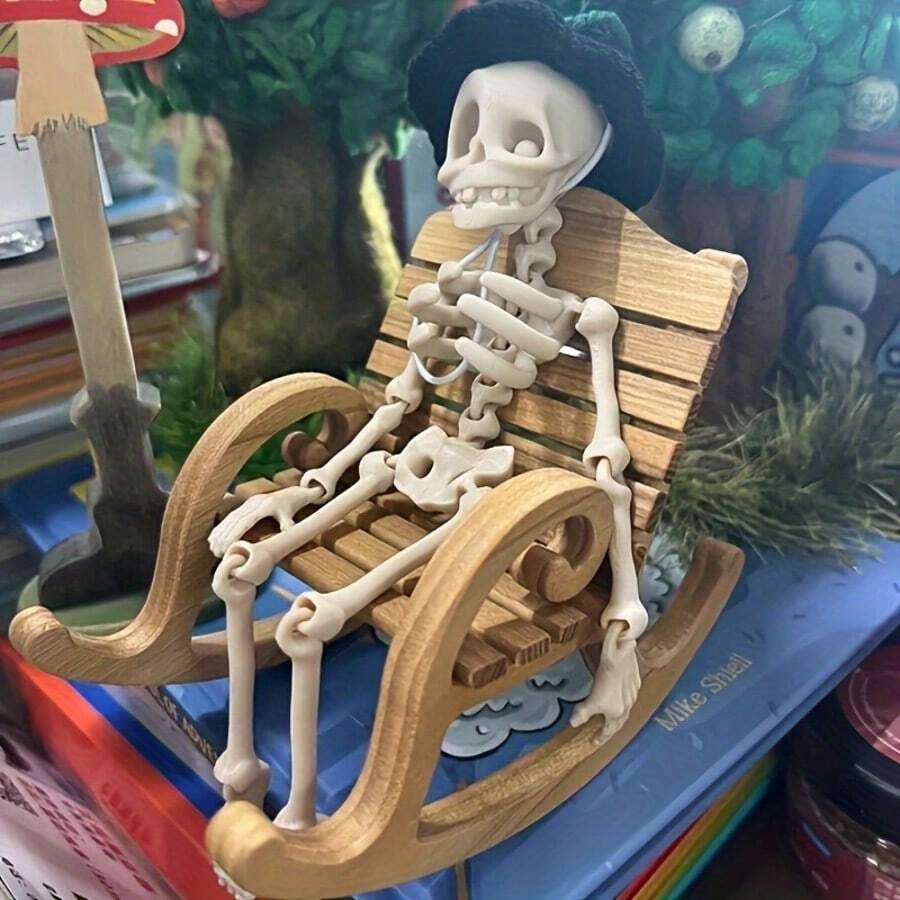 1pc Magnetic Moving Skeleton Fridge Magnet - Vintage Skeleton Theme, Durable Plastic Octagon Design, Funny Gift - Great For Kitchen & Dining Decor, Cute Fridge Magnet, Humorous Skeleton Shape, Lightweight Home Accessory, Fun Decoration, Perfect Halloween Gift, Day Of The Dead Decor