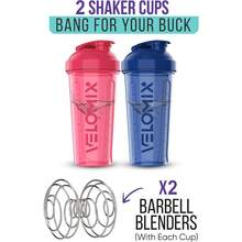 2 Pack 28oz Fitness Shaker Bottles With Stainless Steel Whisk Balls, Leakproof Protein Mixer Cup For Gym Workout School Travel, Includes Cleaning Brush & Wide Mouth Design For Easy Mixing - 粉紅色/藍色 - 查看 3