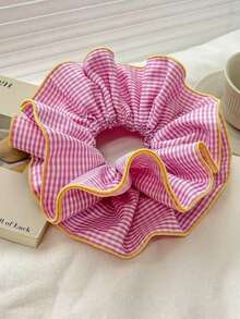 1个时尚格子绿黑相间发圈，大号，法式浪漫发髻/马尾辫发饰，适合日常佩戴，发饰/头饰