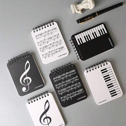 A7 音乐手风琴笔记本 - 适合创意学生记录文学钢琴乐谱作品 - 便携式极简记事本，可用于办公备忘录