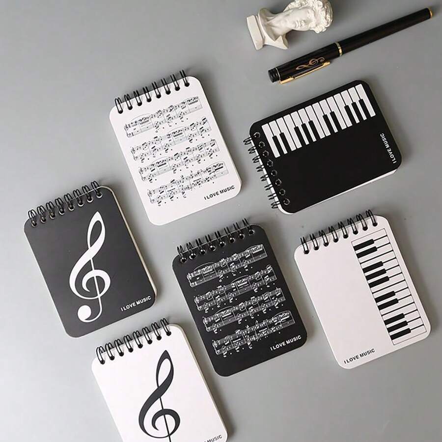 A7 音乐手风琴笔记本 - 适合创意学生记录文学钢琴乐谱作品 - 便携式极简记事本，可用于办公备忘录 - 均碼 - 查看 1