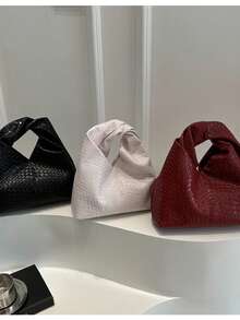 时尚腋下小手提包，2025新款编织新月包，百搭小手提包 - 彩色 - 查看 2