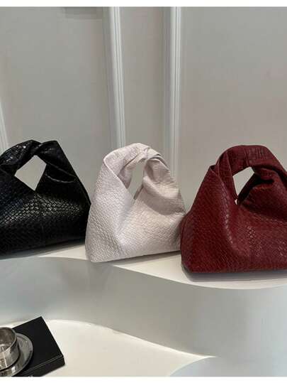 时尚腋下小手提包，2025新款编织新月包，百搭小手提包