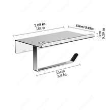 1PC Wall Mounted Toilet Paper Holder With Phone Shelf Stainless Steel Self Adhesive Or Screw Toilet Paper Roll Holder - Rustproof And Bathroom Washroom Tissue Roll Holder With Shelf, Bathroom Accessories, Bathroom Storage And Organization Bathroom Accessaries Bathroom Tools - Multicolor - View 7