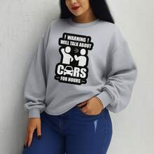 SUDADERA DAMA urbana,comoda ,cars  Letras    Casual    Suave    Ninguno    sudadera  Deportivo  Casa  Diario  Jardín    todas - Gris - Ver 1