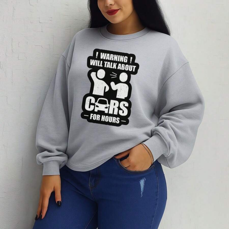 SUDADERA DAMA urbana,comoda ,cars  Letras    Casual    Suave    Ninguno    sudadera  Deportivo  Casa  Diario  Jardín    todas - Gris - Ver 1
