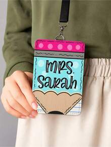Customized Name Teacher Leather ID Card Holder, Personalized Teacher Belt Accessory, Graduation And Teacher Appreciation Gift, Birthday Gift - Multicolor - View 4