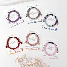 Natural Stone Crystal Beaded Bracelet Adjustable Handmade Jewelry - Exit - View 2