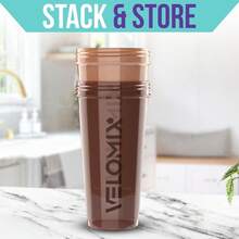 2 Pack 28oz Fitness Shaker Bottles With Stainless Steel Whisk Balls, Leakproof Protein Mixer Cup For Gym Workout School Travel, Includes Cleaning Brush & Wide Mouth Design For Easy Mixing - 97) Caramel & Mocha - 查看 5
