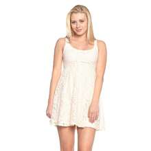 Women's Empire Waist Allover Lace Dress - Cream 6 - View 2