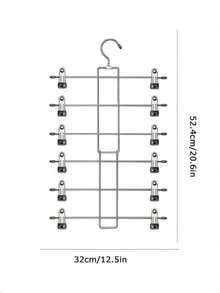6-poziomowy wieszak na spodnie ze stali nierdzewnej – oszczędzający miejsce organizer do garderoby z klipsami – wielofunkcyjny do jeansów, szalików, spódnic i nie tylko – 6-poziomowy metalowy wieszak na spodnie, oszczędzający miejsce organizer do garderoby na jeansy, szaliki i spódnice – trwałe wykończenie z powłoką proszkową, wielopoziomowe przechowywanie, wygodna organizacja szafy | Oszczędność miejsca | Metalowa konstrukcja, haczyki na ubrania - Czarne - Zobacz 10