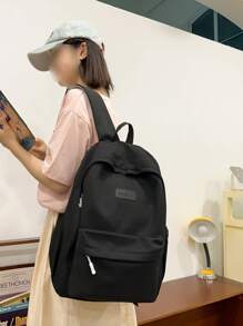 Solid Color High-Capacity High School Students Must Have Ins Style Computer Backpack Back To School Backpack Wide Shoulder Strap Design 15-Inch Computer Layered Storage Bag Neutral Wind Campus Backpack Travel Backpack. Travel Essentials For Holiday Vacation Duffle Bag Luggage Suitcase Travel Bag For Women