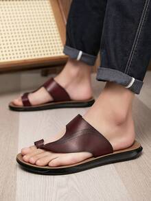Dép xỏ ngón họa tiết da rắn thời trang mùa hè cho nam, dép xỏ ngón thoải mái khi đi trong nhà và ngoài trời, đi biển và nghỉ dưỡng - Nâu đỏ - Xem 5