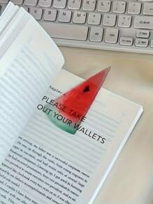 1 件透明 PVC 书签 - 西瓜、柠檬和苹果切片设计，有趣而独特的书籍页面标记，办公用品，书页标记 | 俏皮设计 | PVC 材料，用于学校用品，返校