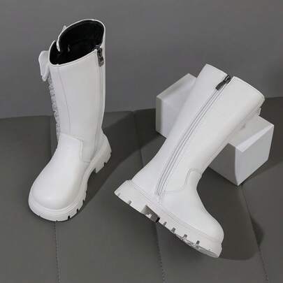 "2025 Autumn/Winter Custom Angel And Devil Twin Boots, Magnetic Baroque Faux Pearls + Detachable Lace, Leather, 4-12 Years Old School Uniforms, Street