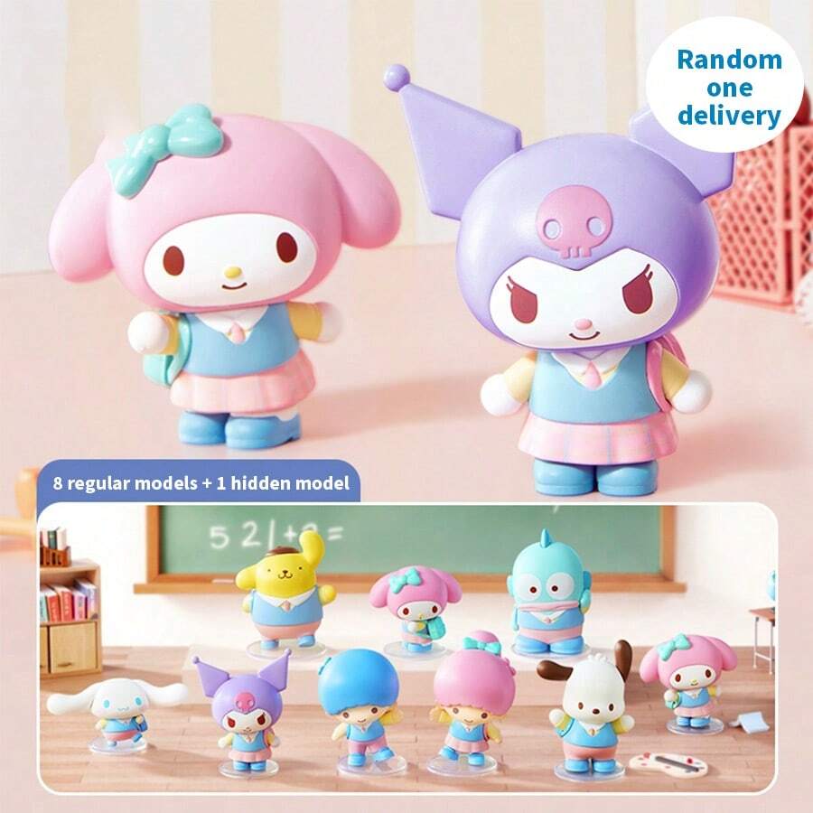 MINISO三丽鸥人物回归校园系列手持盲盒，细节精致，优质材质，非常适合办公桌摆件，适合生日送礼（1个，随机发货） - 彩色 - 查看 1