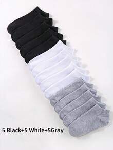 15双儿童/学生夏季黑色短袜，透气薄款踝袜，适合1-3-5-8-9-10-16岁返校校服袜，运动袜，吸湿排汗 - 黑色 - 查看 8