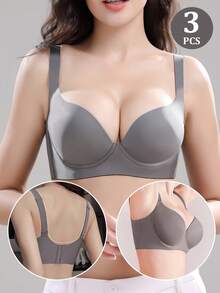 Sensual Star 3 piezas Sujetadores lisos de color minimalista, Sujetador sin costuras y sin aros, cómodo y transpirable, disponible en tres colores - Multicolor - Ver 2