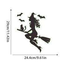 1/3/5 Stücke Halloween leuchtende grüne Wanddekoration, PVC Wandaufkleber - Hexe und schwarze Katze auf Besen reitend, Kürbis Geist toter Baum Monster Fledermaus Illustration leuchtende Aufkleber, Heimdekoration, Heim- und Partydekoration, glatte Oberfläche, geeignet für Halloween Weihnachten Wanddekoration, einfach anzubringen, Heimdekoration, Halloween Party Dekoration, einfach anzubringen, Zubehör für Spukhaus Heimdekoration, Halloween Weihnachtsgeschenke