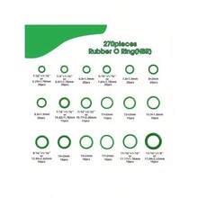 [高品质O型圈垫片] 高品质225件/270件橡胶O型圈垫片|18号汽车空调系统密封圈套件带通用垫片组合，黑色和绿色 - 彩色 - 查看 5