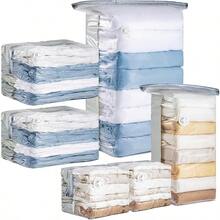 6 Pack Vacuum Storage Bags Cube Combo 3 Jumbo+3 Medium Vacuum Seal Bags For Clothing Bedding Blanket Space Saving Closet Organization - Kem - Xem 1