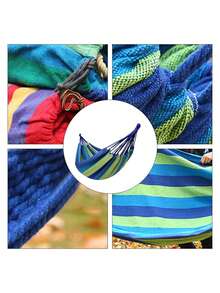 1 hamaca portátil para acampar en el jardín al aire libre con correas para árboles, hamaca duradera para una carga de 450 libras, viene con bolsa de viaje, ideal para patio, patio trasero y camping - Multicolor - Ver 4