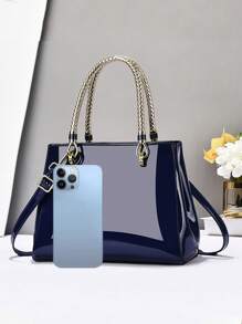 Geantă de mână elegantă din piele strălucitoare la modă, geantă multifuncțională pentru mămici, geantă de umăr cu capacitate mare, design la modă, geantă nouă din piele moale, geantă de umăr mică, versatilă, casual, curea de umăr cu capacitate mare, poate fi purtată pe umăr sau crossbody, potrivită ca și cadou de Ziua Îndrăgostiților pentru călătorii, cumpărături, geantă de umăr nouă și elegantă pentru femei, crossbody, cu blocuri de culoare, casual, de lux, capacitate mare, poate fi purtată pe umăr sau crossbody.