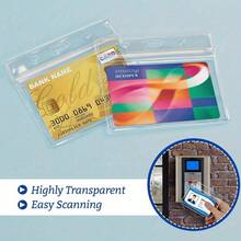 10/30/50pcs Transparent Card Protector Sleeves, Passport Card Holder, ID Badge, Work ID, Record Card Protector, Nurse ID Card Holder, Made Of PVC Material, Waterproof, Transparent PVC Horizontal Badge Holder With Resealable Quick Buckle Closure, High Transparency, RoHS And REACH Compliant, Suitable For Office And Events, Badge Holder, Clear Visible Clip, Waterproof Badge Clip,For School Supplies,Back To School - Multicolor - View 2