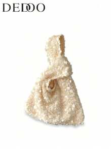 女士闪亮亮片腕包，百搭时尚复古风格手提包