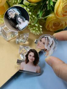 Customized Acrylic Hair Clips With Photo, Name Alligator Flat Hair Claw, Birthday Wedding Accessories - Style a - View 4