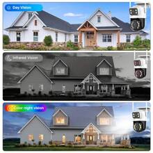 4MP+4MP HD Dual-Linsen Sicherheitskamera mit 360° Multi-Winkel-Ansicht, KI-Bewegungserkennung, wasserdichter Stromversorgung, WLAN-Konnektivität, Zwei-Wege-Audio und Mobil-App-Steuerung - Drahtlose Heim-Sicherheitsassistentin, Drahtlose Sicherheitskamera