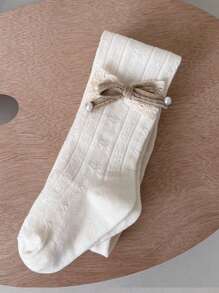 1pc Cute Bow Mesh Tights For Baby Girls & Toddler Girls, Casual Soft Breathable Comfortable