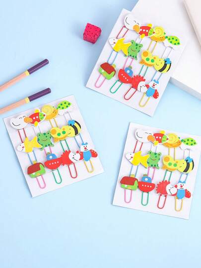 12 个创意彩色回形针 可爱的动物形状回形针 - 带有蜗牛、乌龟、企鹅和小鸟的彩色设计 - 非常适合办公室整理和阅读书签、办公用品 | 俏皮设计 | 耐用的金属夹子、回形针夹