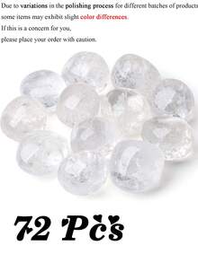 透明石英疗愈水晶石套装 - 72 件，0.5 英寸天然抛光石，用于疗愈、冥想、灵气、脉轮、制作和装饰