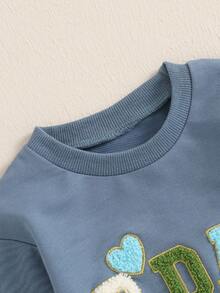 1st Birthday Outfit Baby Boy Girl Jumpsuit Cute Embroidery Long Sleeve Romper Bodysuit One Year Old Birthday Clothes - 藍色 - 查看 3