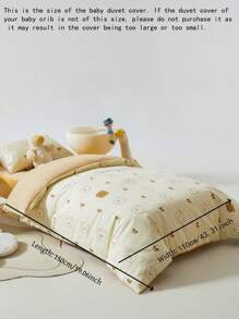 3pcs Baby Bedding Set, Includes 1pc Duvet Cover 110*150cm, 1pc Mattress Cover, 1pc Pillowcase, Bowknot Bear Pattern, Suitable For Baby Girls And Boys, No Inner Filler - Beige - View 3