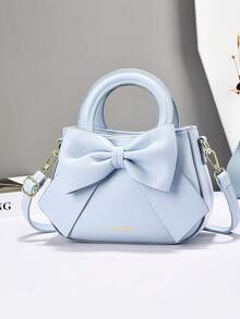 Elegant Bow Decor Fashion Handbag, Multifunctional Mommy Bag Large Capacity Shoulder Tote Bag, Fashionable Design, New Soft Leather Small Square Handbag, Versatile Casual Shoulder Bag With Multiple Compartments, Suitable As Valentine's Day Gift For Travel, Shopping - Multicolor - View 16