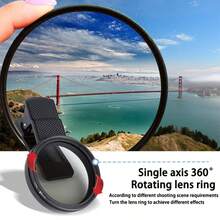 52/67mm Filtro CPL, Kit de filtro polarizador CPL, Adecuado para iPhone y teléfonos inteligentes Android, Ideal para vacaciones de verano, viajes, fotografía creativa, accesorios para teléfonos inteligentes, lente para teléfono - Negro - Ver 4