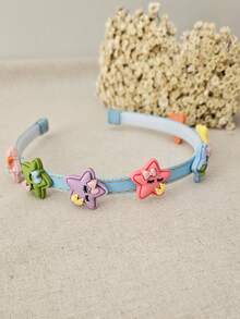 Arquinho/Tiara de cabelo com aplique de estrelas, carinhas coloridas Arco infantil alegre