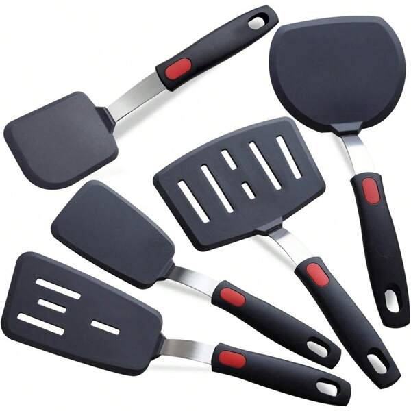 Silicone Spatula , 5 Packs Spatulas Silicone Set For Nonstick Cookware, 600°F Heat Resistant Kitchen Cooking Utensils Set For Egg, Pancake Dishwasher Safe