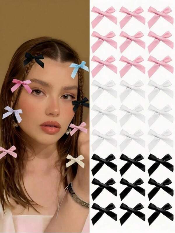 15pcs Women's Mini Colorful Bow Ribbon Hairpins, Elegant Ballet Y2K Fairy Decorative Hair Accessories, Used To Dress Up Different Styles Of Hairstyles, Suitable For Daily Commuting, Festival Parties, Dating, Halloween, Christmas, Performances, Bathroom Accessories, Hair Accessories, Back To School.