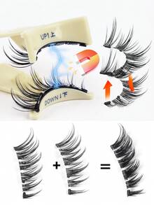 MAANGE 2/1 Pair Magnetic Eyelashes Set, Includes Magnetic Clips, 1 Eyelash Applicator, Pointed Cartoon Style Lashes, Comfortable All-Day Wear, Natural Look, Reusable, Optional Eyebrow Trimmer + Eyelash Curler - 尖尾漫畫款 - 查看 5