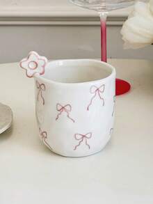 1pc/4pcs Ceramic Hand Grip Coffee Mugs, Floral Hand Grip Cups, High-Quality Espresso Cups, Office Latte Cups, Small & Cute, Hand Grip, Suitable For Arabic Coffee, Cappuccino, Dessert Cups, Gift