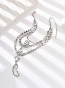 1pc Vintage Multilayer Tassel Anklet, Women Metal Chain Foot Jewelry Jewelry, Party Style