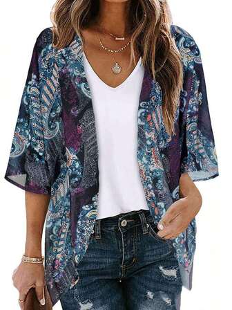 Women's Comfortable Leisure Vacation Loose Digital Printed Hoodie Bohemian Style Top Summer
