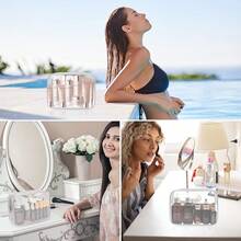 Transparente Toilettenartikel-Tasche von Lermende, Flüssigkeitstasche, Handgepä, TSA-zugelassene Kosmetiktasche, transparente Tasche, flughafenkonforme Tasche, Reisetasche, Flugzeug-Reisetasche, 1 Liter - 2 Kein glattes Grau - Übersicht 3