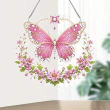 Unique Acrylic Diamond Art Butterfly Wreath - Asymmetrical Mosaic Decor, Suitable For Bedroom, Study And Home Windows - Creative Handmade Gift